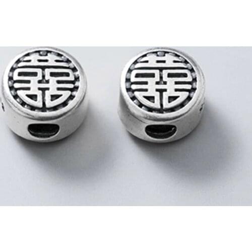 925 Sterling Silver Romantic Couple Happiness Loose Beads DIY Jewelry Making High Quality Round Cake Shape Bracelet Bead Spacer