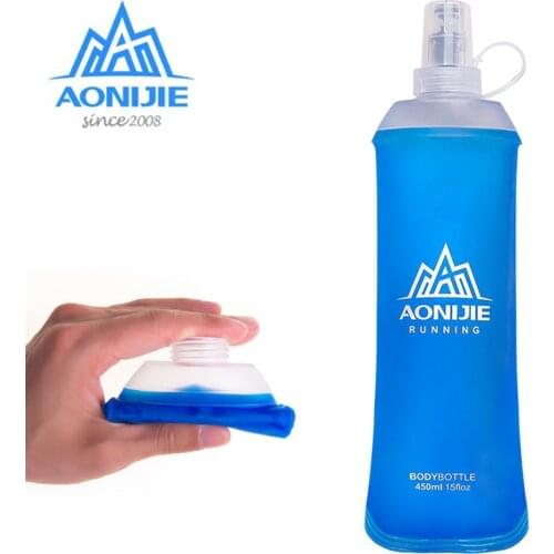 Aonijie Cross-Country Running Sports Soft 450Ml Water Bottle Water Cup Foldable Portable Backpack Runn Water Bottle Dust Cover