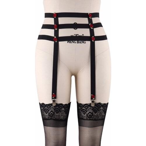 Harajuku Rose Bondage Harness Bridal Wedding Garter Belt Stockings Suspenders Strap Body Cage Strumpfband Body Harness P0081