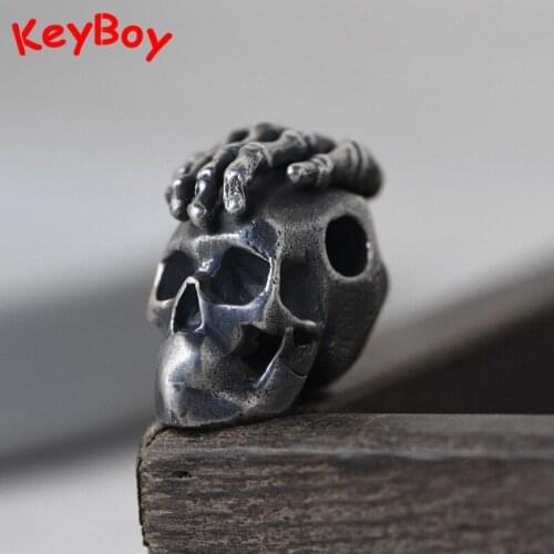 White Brass Skull Hand Skeleton Head Knife Beads Pendants Jewelry DIY Bracelet Necklace Keychain Accessories Metal Alloy Keyring