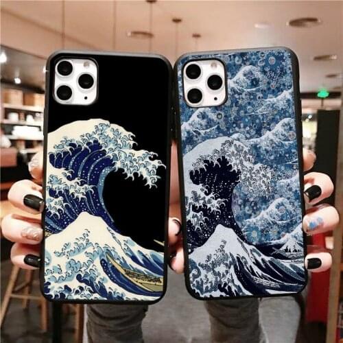 Great Wave off Kanagawa Phone Case For iPhone 11Pro Xs 12pro Max XR Back Cover for 12mini SE 6S 7 8 Plus Sea Wave Ocean Cover