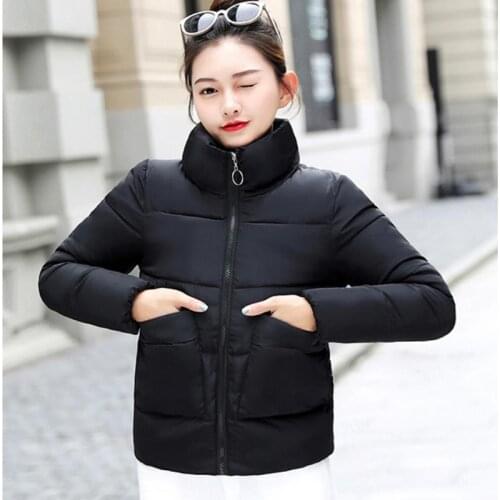 ENLU Slim Short Coat Bio Down Jacket Winter Womens zipper Cotton Parka Big pocket
