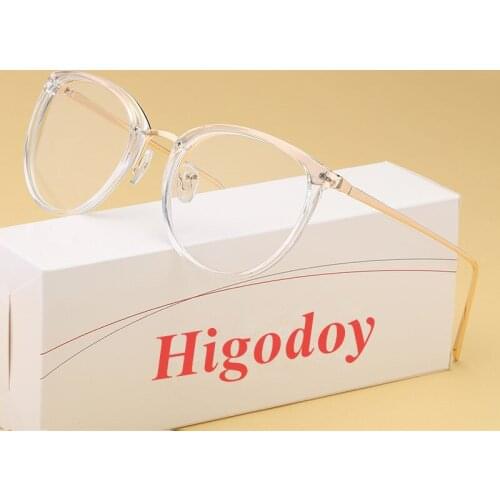 Higodoy metal glasses frame progress retro ladies trend optical glasses transparent lenses men prescription glasses
