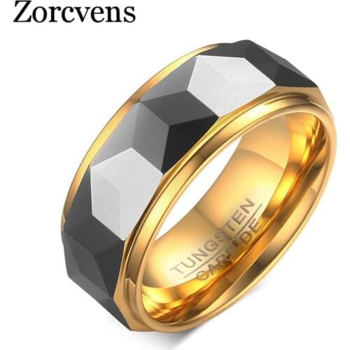Modyle 100% Tungsten Men Ring Wedding Male Jewelry Gold Color 8mm Width Dropshipping