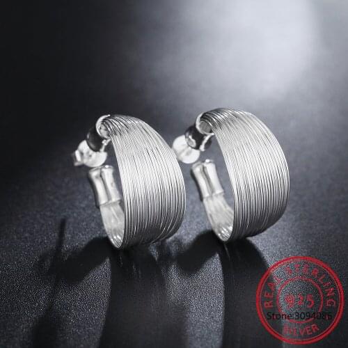 LEKANI 2020 New Hoop Earrings 925 Silver Multi Line Earring Fashion Jewelry Wholesale Factory Direct Sales