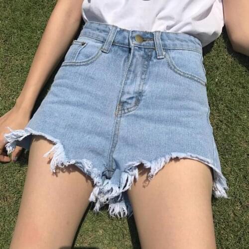Summer grils femme jeans plus size 4XL high-waist denim shorts female fat sister loose thin raw-edge wide-leg hot short pants