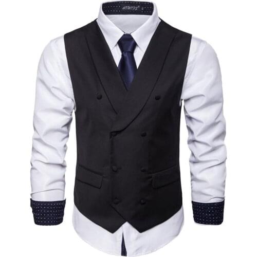 Fashion 2020 spring Autumn bridegroom new mens solid color Double-breasted vest business casual vest S-5XL