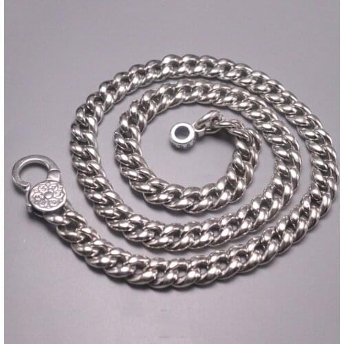 Genuinely Real S925 Silver Necklace For Men Man Unique 8.5mm Curb Horsewhip Chain Retro Simple Chain 20inchL Gift