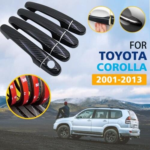 Black Color Carbon Fiber Door Handles Cover Trim for Toyota Corolla E120 E130 E140 E150 MK9 Mk10 2001~2013 Car Accessories 2002