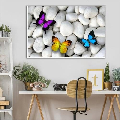 Canvas Wall Picture Animal Butterfly Bright Coloured Wall Painting Cute Poster Home Decoracion For Living Room Canvas Art Print