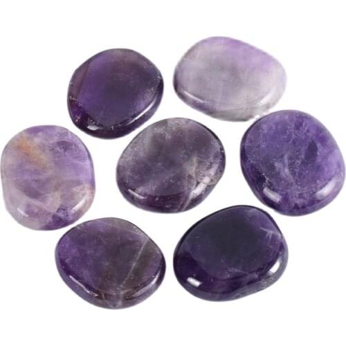 Natural amethyst stone palm stone 30*22*7 mm crystal mineral quartz polishing slices Chakra set spiritual Reiki Healing energy