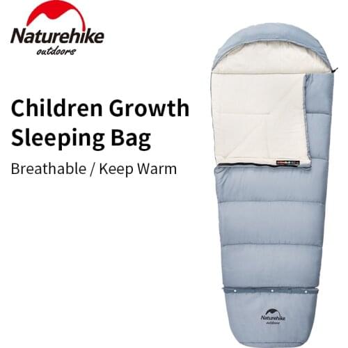 Naturehike Mummy Style Children Sleeping Bag Outdoor 12℃~-8℃ Ultralight Baby Down Cotton Sleeping Bag Spliceable Solid Color