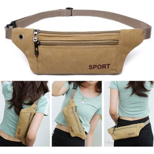 2021 New Women Men Pack Waist Belt Bag Canvas Purse Travel Camping Hiking Pocket Belly Pouch for Phone Coins