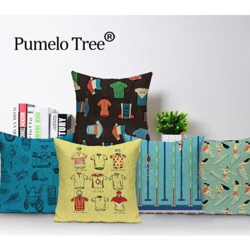 Cartoon Colorful Throw Pillow Case Sports Yellow Decorative Sofa Cushion Cover Children Interesting Things Home Decor Pillows