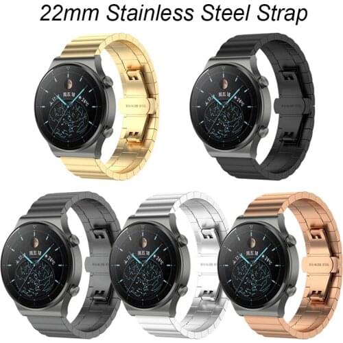 22mm Stainless Steel Metal Watch strap for Huawei Watch GT2 Pro /ECG/GT2 46mm/GT2E Bracelet for Samsung Galaxy Watch 3 45mm band