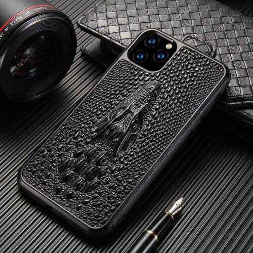 Luxury Genuine 3D Dragon Head Grain Cow Leather phone case For Apple iPhone 11 11 Pro Max X XS XS Max XR 7 8 6 6s 7 Plus 8 plus