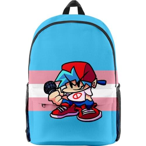 Friday night funkin Fashion Oxford Cloth Shoulder Backpack Printed Multi Zipper Pack Casual Girls Student School Bag