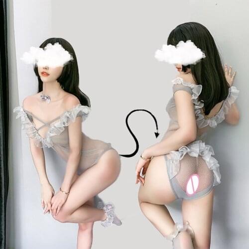 JIMIKO sexy lingerie bodysuits off shoulder lace stitching fishnet catsuit kawaii underwear see through erotic costumes slutty