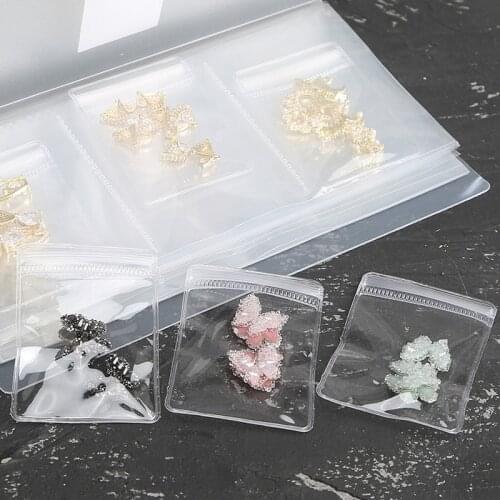 84 Slots 3D Nail Art Jewelry Stickers Storage Book + 10Pcs Sealed Bags Foldable Album for Nails Display Showing Container Tool