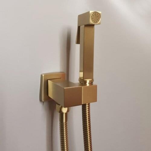 Bidet Faucets Brushed Gold Wall Cold Water Toilet Corner Valve Handheld Hygienic Shower Head Wash Car Pet Sprayer Airbrush Taps