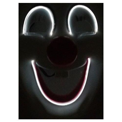 Red Rose Clown LED Mask Glowing Smiling Face Mask For Halloween Party