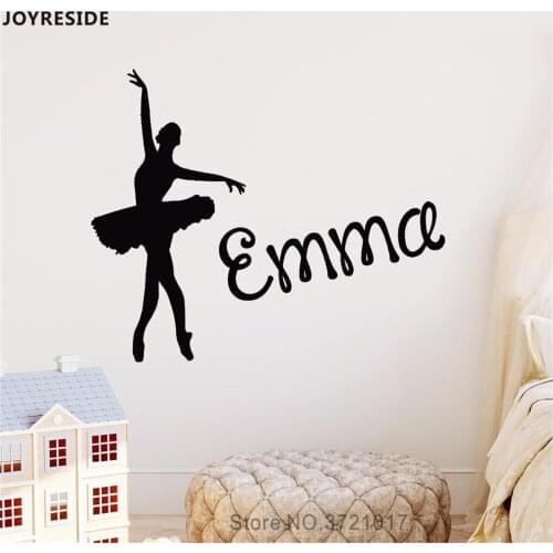 JOYRESIDE Personalized Name Ballerina Wall Decal Art Vinyl Sticker Dacer Home Girls Bedroom Decor Interior Designed Decals A658