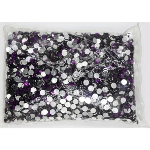 Grape Violet Color 1.5~12mm Flat Back Round Acrylic Rhinestones Beads,3D Acrylic Nail Art / Garment Decoration