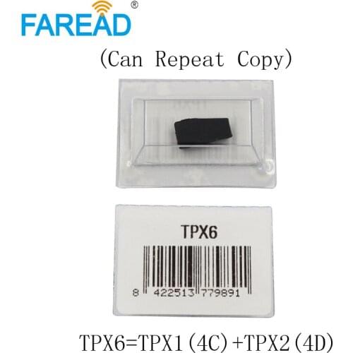 X20pcs TPX6 Transponder Car Key Chip = TPX1 ( 4C ) + TPX2 ( 4D ) Ceramic Carbon ( Can Repeat Copy ) Blank Chip