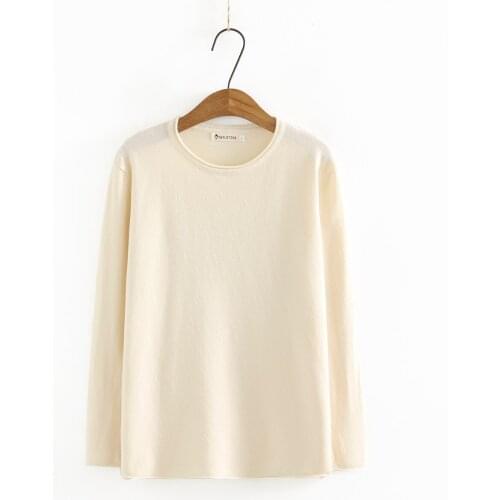 Plus size womens clothing large 2021 autumn solid black pink Beige Womens t-shirt o-neck long sleeve knitted t-shirts woman