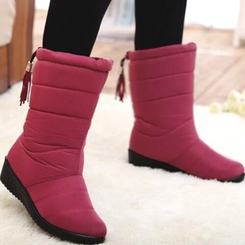 Women Boots 2019 Woman Warm Fur Winter Shoes Women Winter Boots Waterproof Warm Mid-Calf Snow Boots Botas Mujer Shoes Female