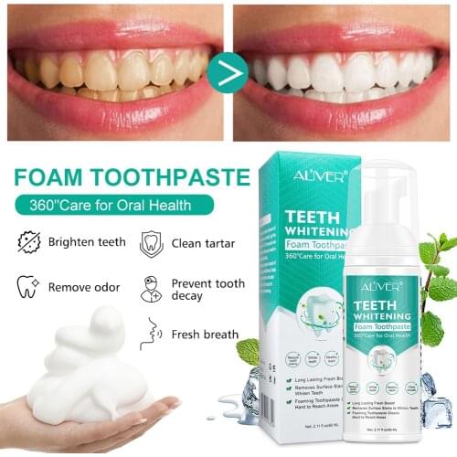 Teeth Whitening Toothpaste Foam Baking Soda Toothpaste Mousse Stains Removal Deep Oral Cleaning Foam