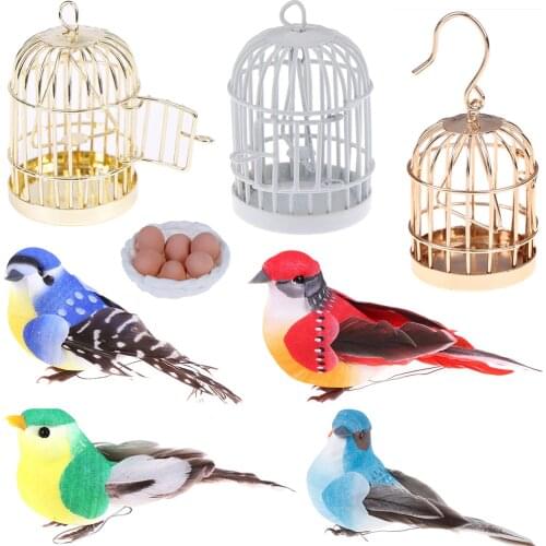1:12 Mini Dollhouse Metal Bird Cage Model Egg Holder Doll House Miniature Decorations Modern Home Room Crafts Children Toys