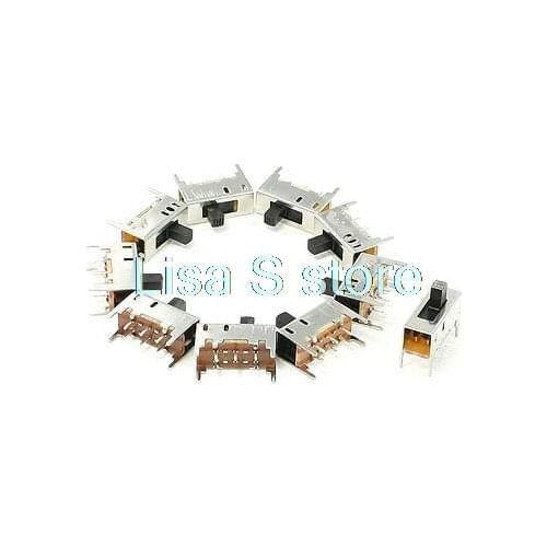 10Pcs 6 Pins PCB On-On 2 Position DPDT 2P2T Mini Slide Switch Side Knob SK22H02