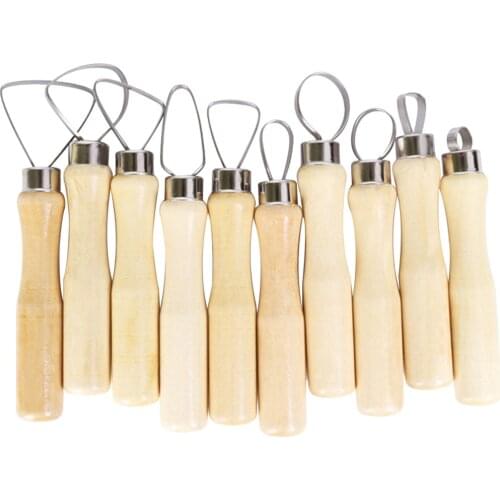 10Pcs Pottery Clay Sculpting Tools Kit Wooden Modeling Scraper Stainless Steel DIY Repair Slicer Manual Clay Sculpture Tools