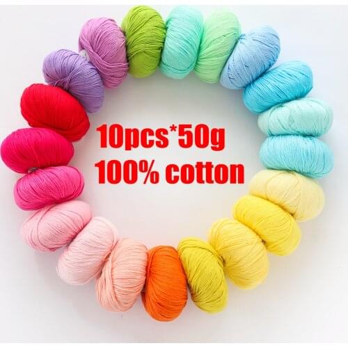 10pcs Threads For Knitting 100% Cotton Yarn Soft Warm Beautiful 500g Baby Yarn Knitting Wool Clothing Hat