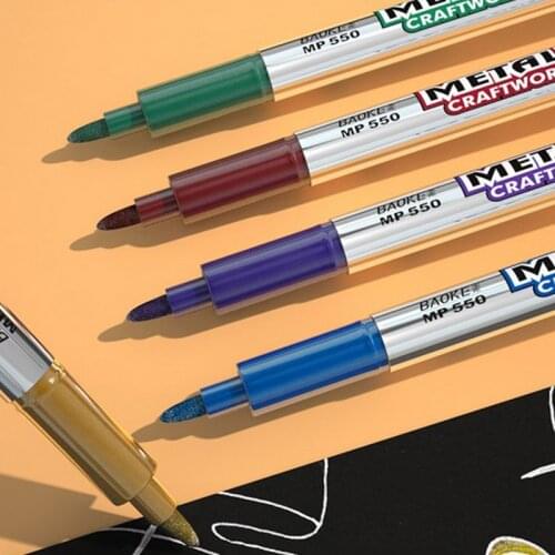10Pcs Gold And Silver 1.5mm Student Supplies Marker Craftwork Pen DIY Metal Waterproof Permanent Paint Marker Pens