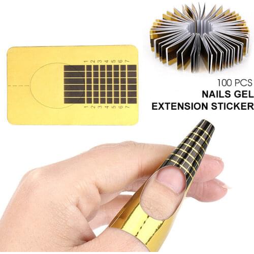 100Pcs Nail Art Tips Extension Forms Guide French DIY Tool Acrylic UV Gel Natural French False Acrylic Nail Art Tips UV Gel DIY