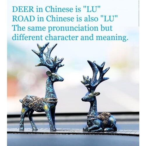 2 head Cute deers environment-friendly Resin deer Car Decoration OrnamentHome Decoration Craft Decor Lovely Dolls Toy