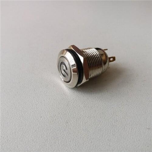 4pcs 12mm metal button switch waterproof self reset with LED light flat head power symbol car computer