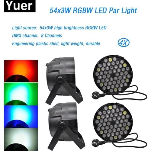 4Pcs/Lot LED Par Light 54x3W RGBW High Power LED Par Wash Light 8 Channel DMX512 For Event Disco Party Show DJ light disco light