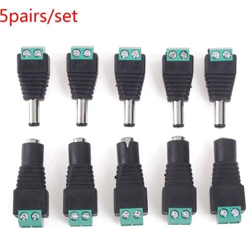 5Pairs CCTV Jack Adapter Connector Cameras Female Male DC Power Plug Adapter DC Power Female Plug Male Plug Socket