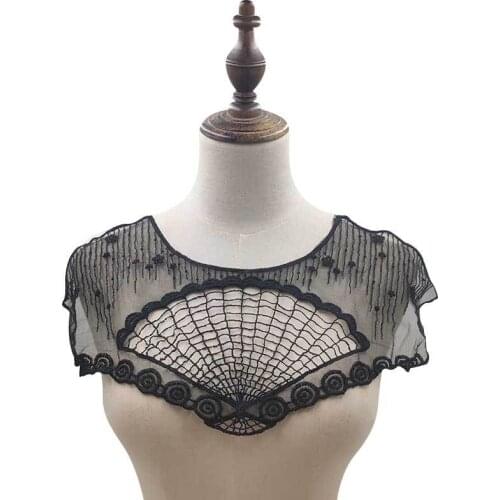 5Pcs Fake Collar Mesh Tulle Black Lace Fabric Shawl Vest Shoulder Female Decorative Applique Free Shipping