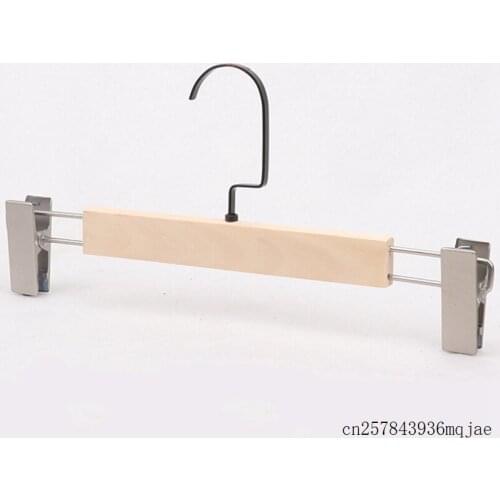 50pcs Wooden Hangers with Clips Trouser Clamp Hanger for Pants and Skirt Adults Children Rack Anti-skidding