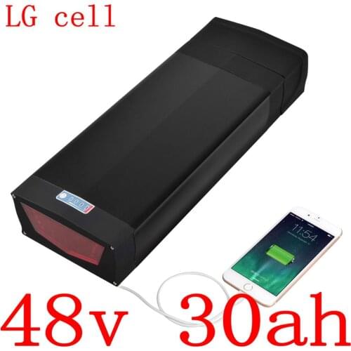 48V 30Ah Rear Rack eBike Battery 48V 30AH Lithium ion Batteries use LG cell For 48Volt 1000W 1500W 2000W Electric Motorcycle