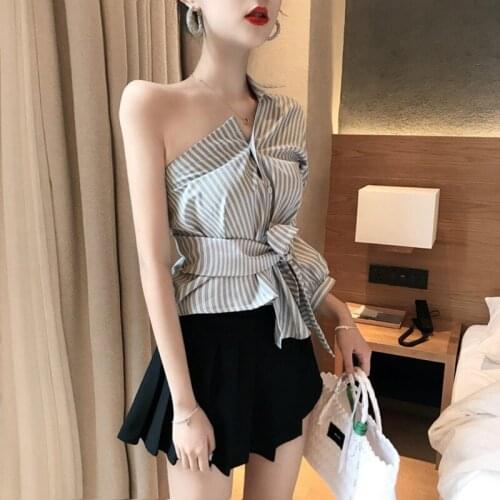 Blouses Women Long Sleeve Off Shoulder Striped Elegant Daily Womens Clothing Korean Style All-match High Quality Spring Shirts