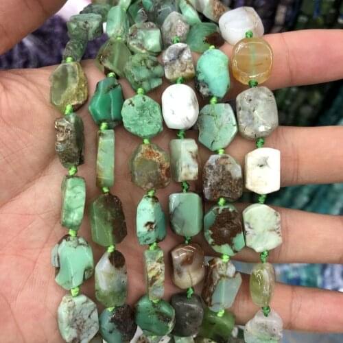 Natural Chrysoprase Jad Beads Nugget Rectangle Bead, Genuine Stone Gem Jewelry Making Beads 3strings of 15.5"