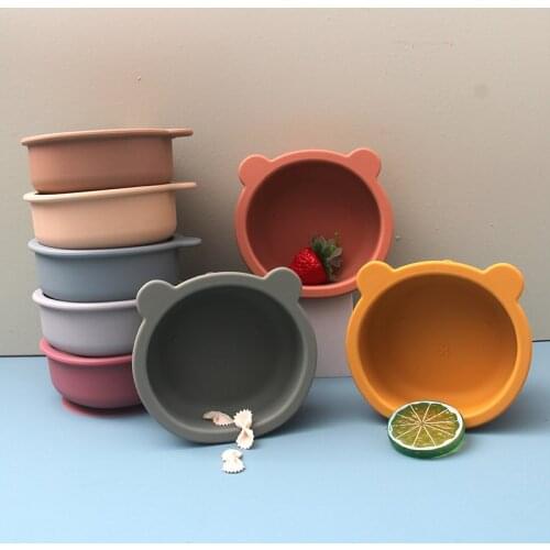 Baby Bowl & Bib Baby Dishes Non-Slip Crockery Silicone Baby Feeding Bowl Tableware BPA Free for Baby Plate