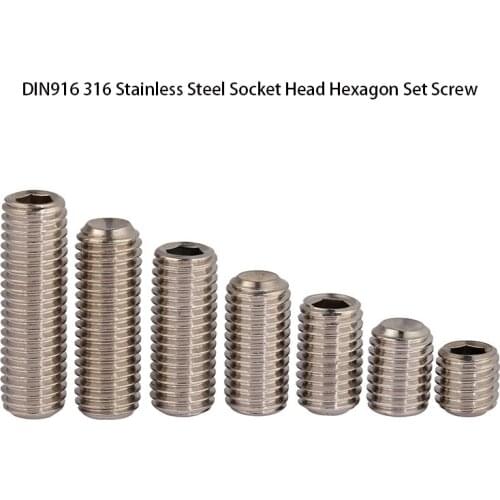 DIN916 316 Stainless Steel Socket Head Hexagon Set Screw with Concave End/Headless/Machine Meter/Top Thread 10PCS