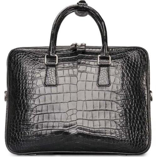Dongou crocodile Men bags men belly Cross section big men briefcase One shoulder aslant Laptop bag business high-end