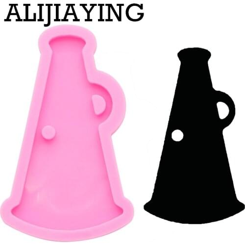 DY0098 DIY Shiny cheer megaphone horn Key ring decoration molds keychain silicone epoxy resin molds not sticky